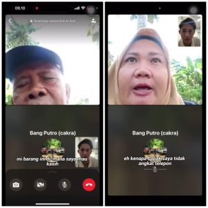 Unggahan rekaman video call Richard dengan Pak Asman dan anaknya.